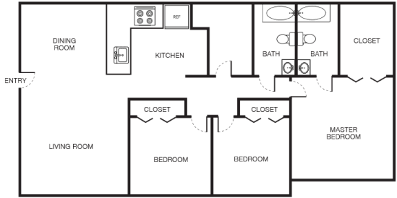 Floor Plan  C2 - 3 Bed / 2 Bath