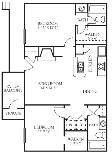 Floor Plans of Hillcrest Apartments in Euless, TX