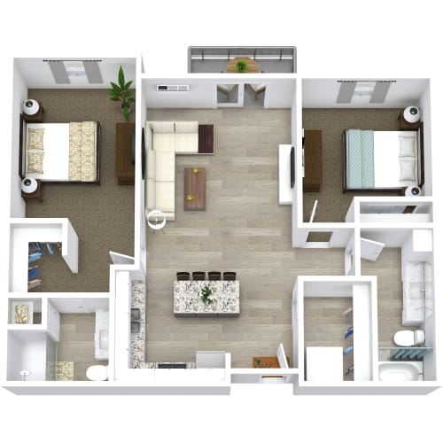 Floor Plan  a drawing of the 1 bedroom floor plan with baths and a closet