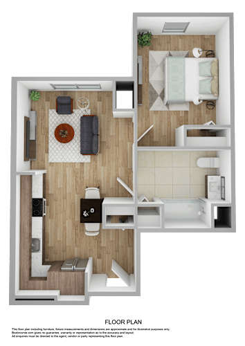 Floor Plan  a 3d rendering of a floor plan with a bedroom and a living room