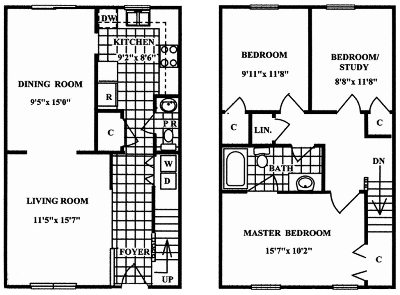 Floor Plan  3 Bedroom 1.5 Bath Deluxe