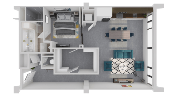 Floor Plan  a floor plan of a 1 bedroom apartment