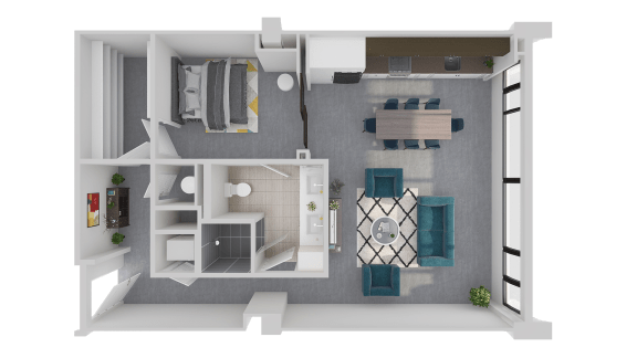 Floor Plan  a floor plan of a one bedroom apartment