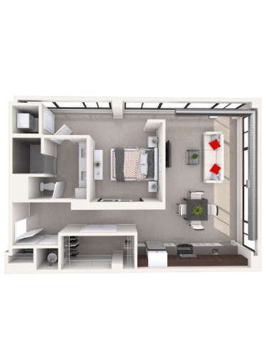 Floor Plan  a large image of the innermost beads octo 1 bedroom apartment