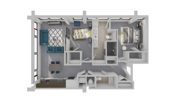 Floor Plan  a floor plan of a 1 bedroom apartment