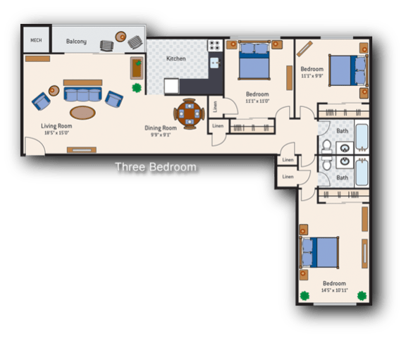 Floor Plan  Wash Square 3 bedroom