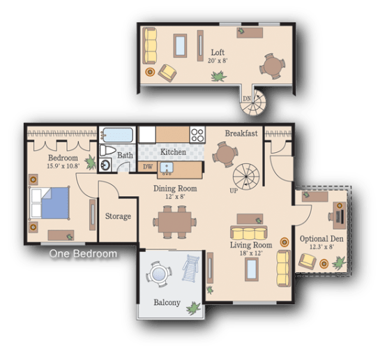 Floor Plan  Winterthur 1BR