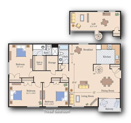 Floor Plan  Winterthur 3BR