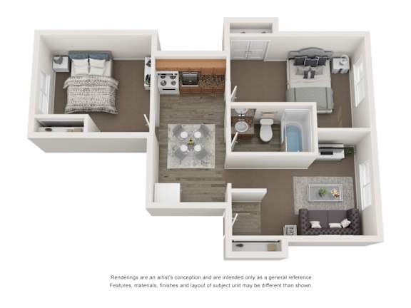 Floor Plan  Two-Bedroom One-Bath