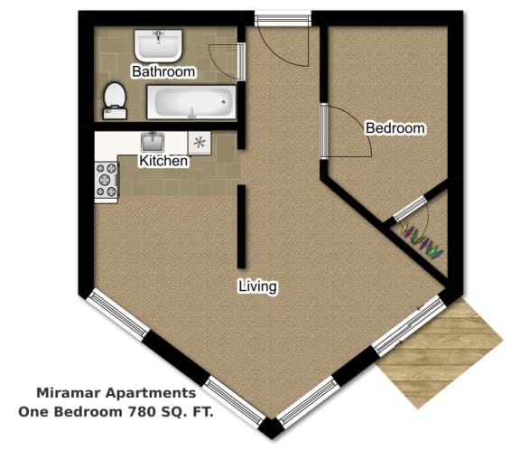 Floor Plan  One-Bedroom One-Bathroom