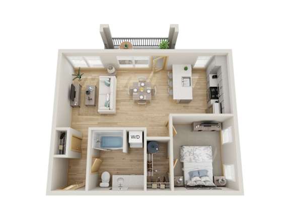 Floor Plan  a stylized floor plan with a bedroom and a living room