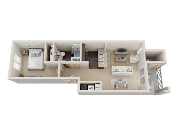 Floor Plan  a stylized floor plan with a bedroom and a living room