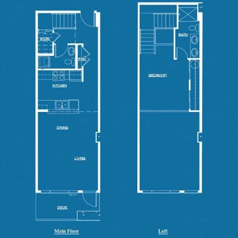 Floor Plan  A blueprint shows the layout of a house with a main floor and a loft.