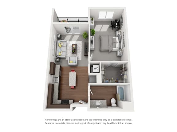 Floor Plan  a stylized floor plan with a bedroom and a living room