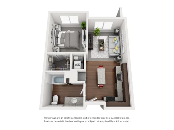 Floor Plan  a stylized floor plan with a bedroom and a living room