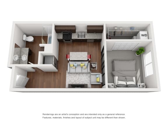 Floor Plan  a stylized floor plan with a bedroom and a living room