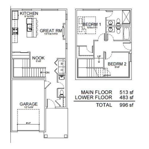 Floor Plan  floor plan of the lower level and the upper floor of the house