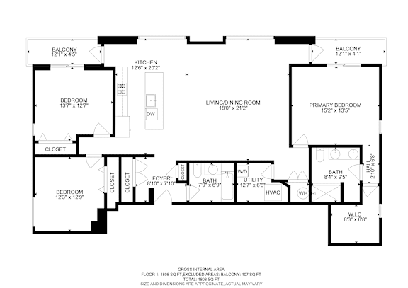 Floor Plan  A black and white image of a floor plan for a home.