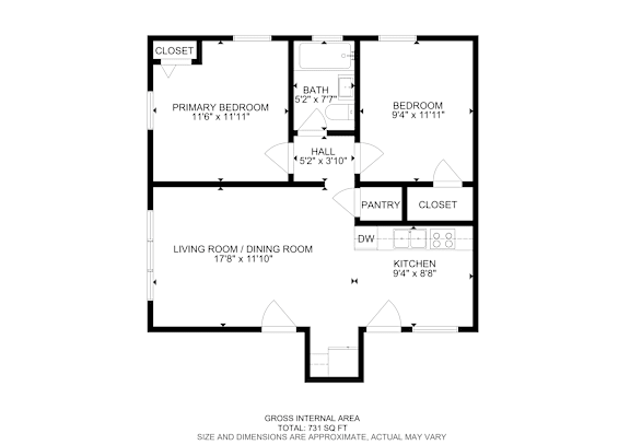 Floor Plan  A black and white image of a floor plan for a house.