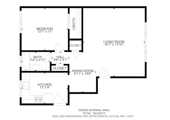 Floor Plan  A black and white image of a floor plan for a house.