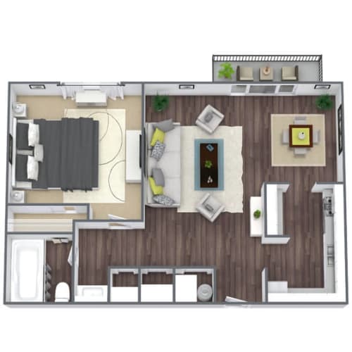 Floor Plan  1BD Floor Plan, 735 SQFT