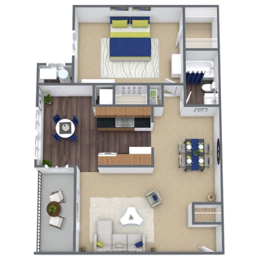 Floor Plan  1X1 Floor Plan, 787 SQFT