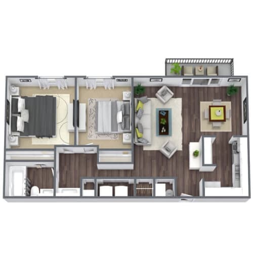 Floor Plan  2BD(A) Floor Plan, 960 SQFT