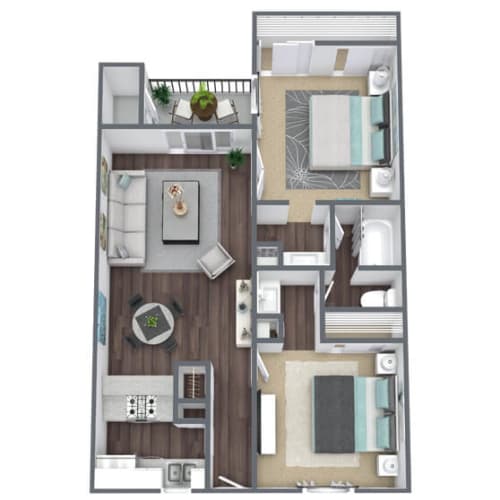 Floor Plan  2X1B Floor Plan, 835 SQFT