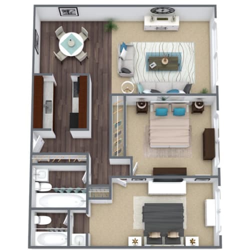 Floor Plan  2X2 Floor Plan, 945 SQFT