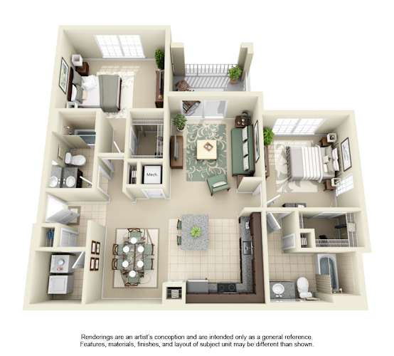 Floor Plan  Barcelona 2x2 floor plan