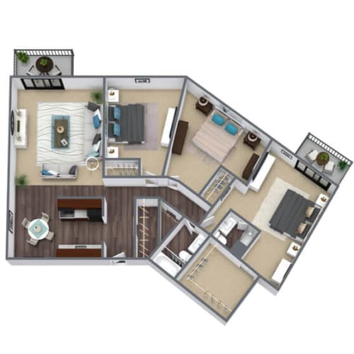 Floor Plan  3X2A Floor Plan, 1,300 SQFT