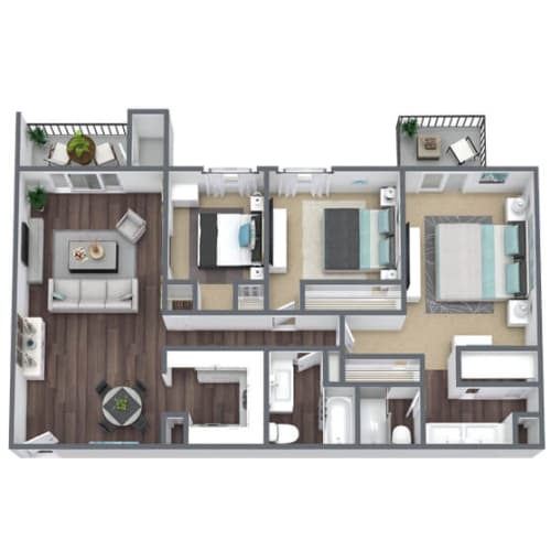 Floor Plan  3X2A Floor Plan, 1,250 SQFT