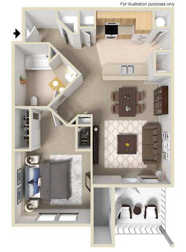Floor Plan  A1 1X1 Floor Plan, 775-776 SQFT