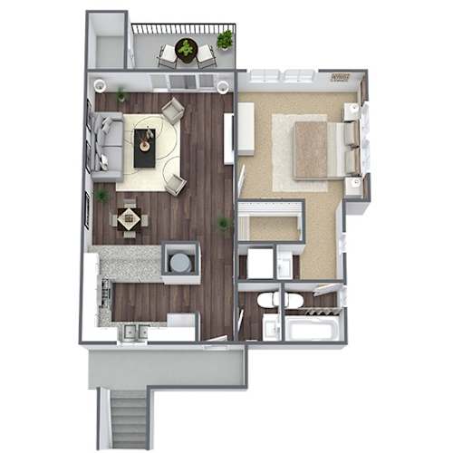Floor Plan  A1 1X1.5 Floor Plan, 687 SQFT