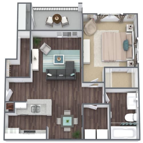 Floor Plan  A1 1X1 Floor Plan, 680 SQFT