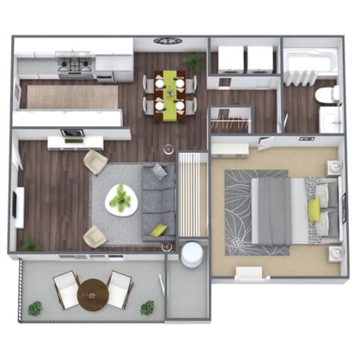 Floor Plan  A1 1X1 Floor Plan, 730 SQFT