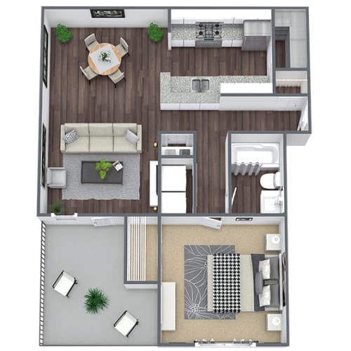 Floor Plan  1 Bed - 1 Bath Floor Plan, 719 SQFT