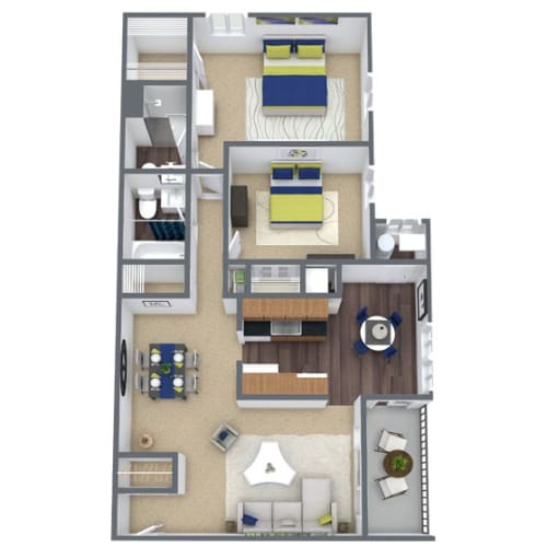 Floor Plan  2X2 Floor Plan, 998 SQFT