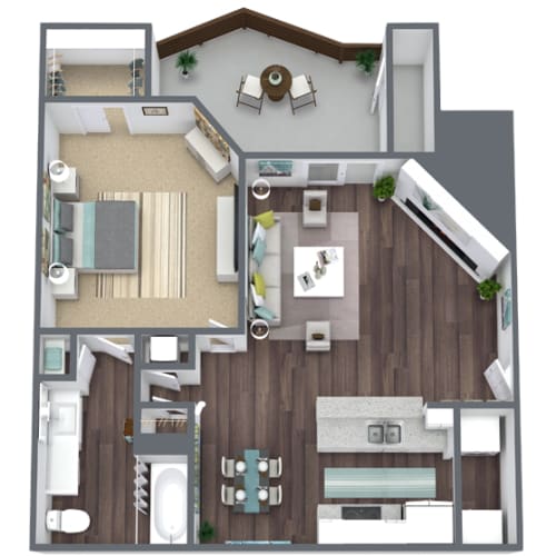 Floor Plan  1-Bed, 1-Bath Floor Plan. 754 SQFT