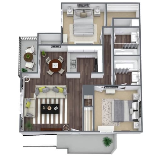 Floor Plan  2X2 Floor Plan, 886 SQFT