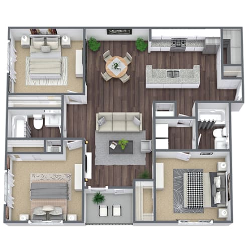 Floor Plan  3 Bed - 2 Bath Floor Plan, 1226 SQFT
