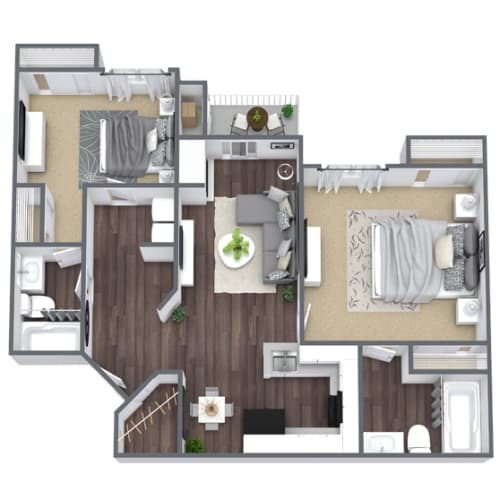 Floor Plan  2X2 Cherrywood Floor Plan, 1,077 SQFT