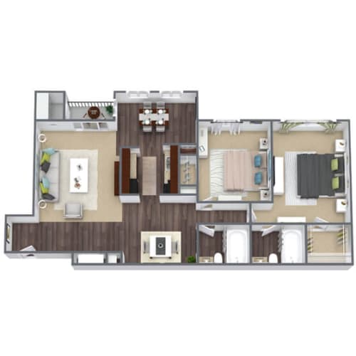 Floor Plan  2X2 Crabbs Branch Floor Plan, 1,020 SQFT
