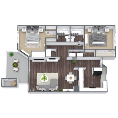 Floor Plan  2X2 Greenbrier Floor Plan, 1,190 SQFT