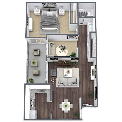 Floor Plan  1X1 floor plan at Horizon Apartments in Santa Ana, California