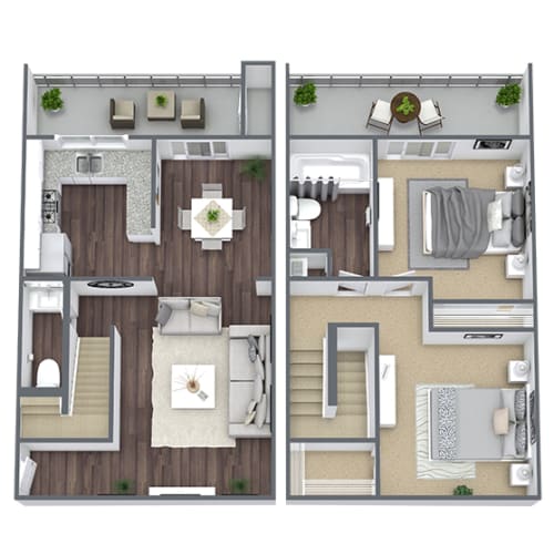 Floor Plan  2X1 floor plan at Horizon Apartments in Santa Ana, California