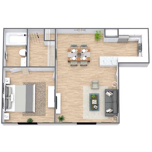 Floor Plan  Mahogany 1x1 Floor Plan
