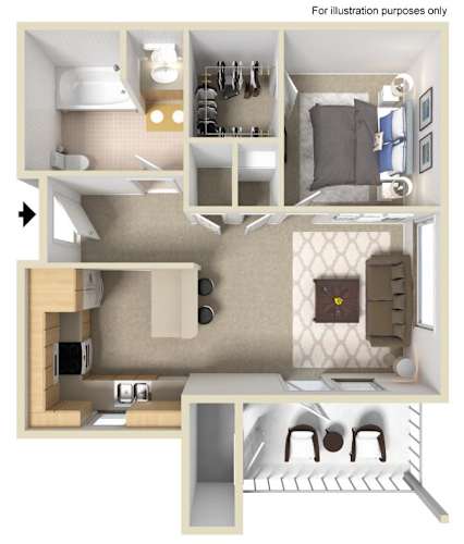 Floor Plan  S1 Studio Floor Plan, 559 SQFT