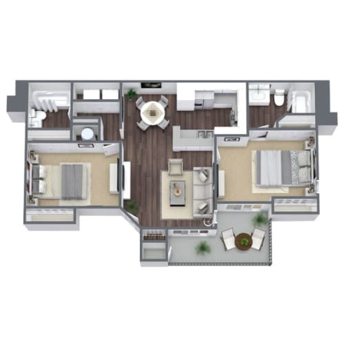 Floor Plan  2X2 Siesta Floor Plan, 846 SQFT