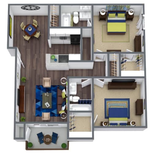 Floor Plan  2X2 Oxford Peak Floor Plan, 929 SQFT